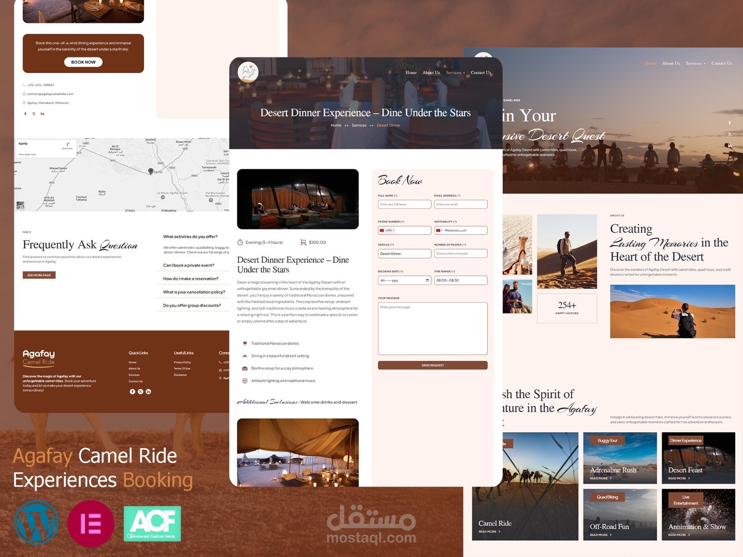 تطوير موقع Agafay Camel Ride لرحلات الصحراء والحجوزات السياحية
