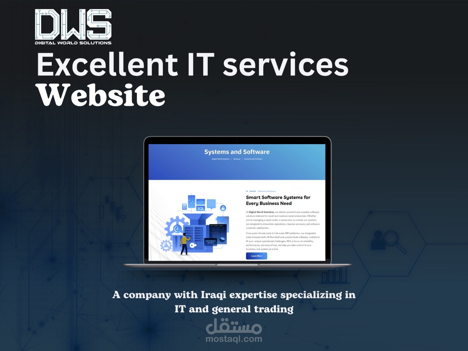 موقع متعدد اللغات يعرض خدمات ومنتجات Digital World Solution