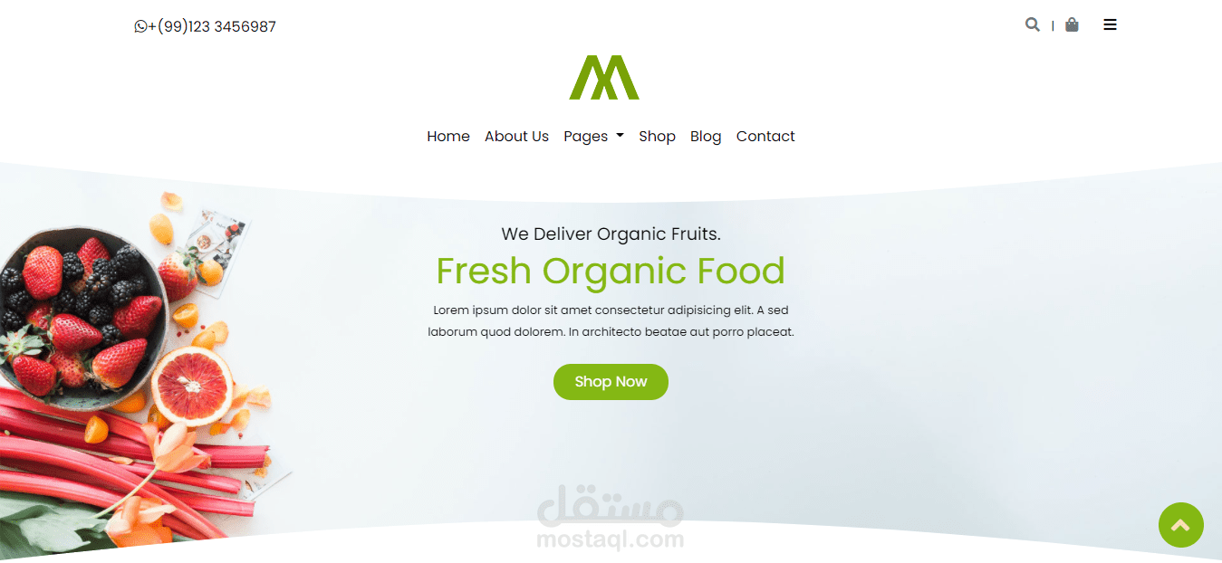 Food shop landing page
